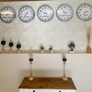 Ülke Saatleri Klasik Duvar Saati 40 cm Krom Metal 5’li Seti