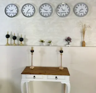 Ülke Saatleri Klasik 36 cm Krom Metal 5’li Seti