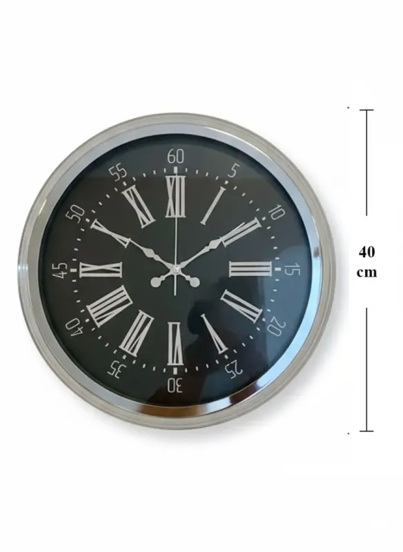 40 cm Metal Krom Duvar Saati – Modern ve Lüks Tasarım