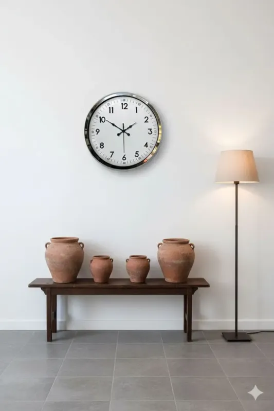 Dekoratif Duvar Saati Modeli | 40 cm Krom Metal | Butik Saat