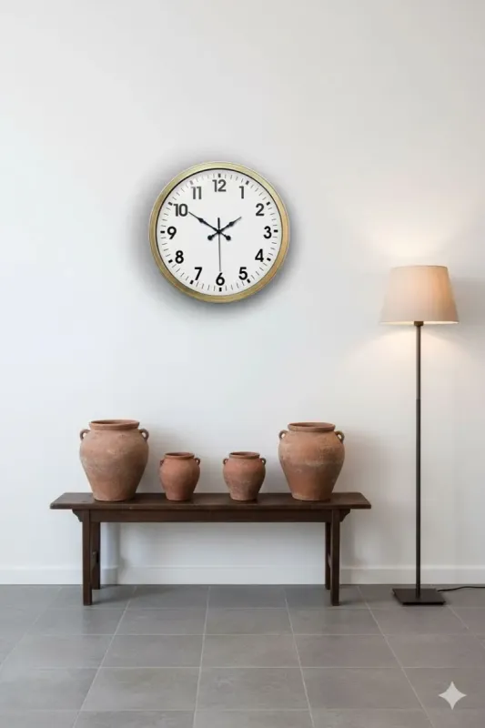 Dekoratif Duvar Saati Eskitme | 40 cm Metal | Butik Saat